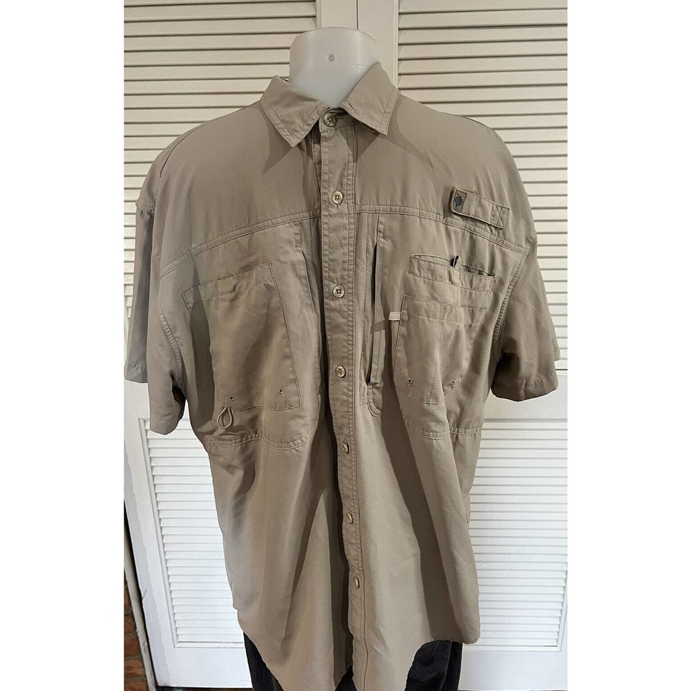 Reel Legends Mens Performance Fishing Vented khaki Shirt Size M